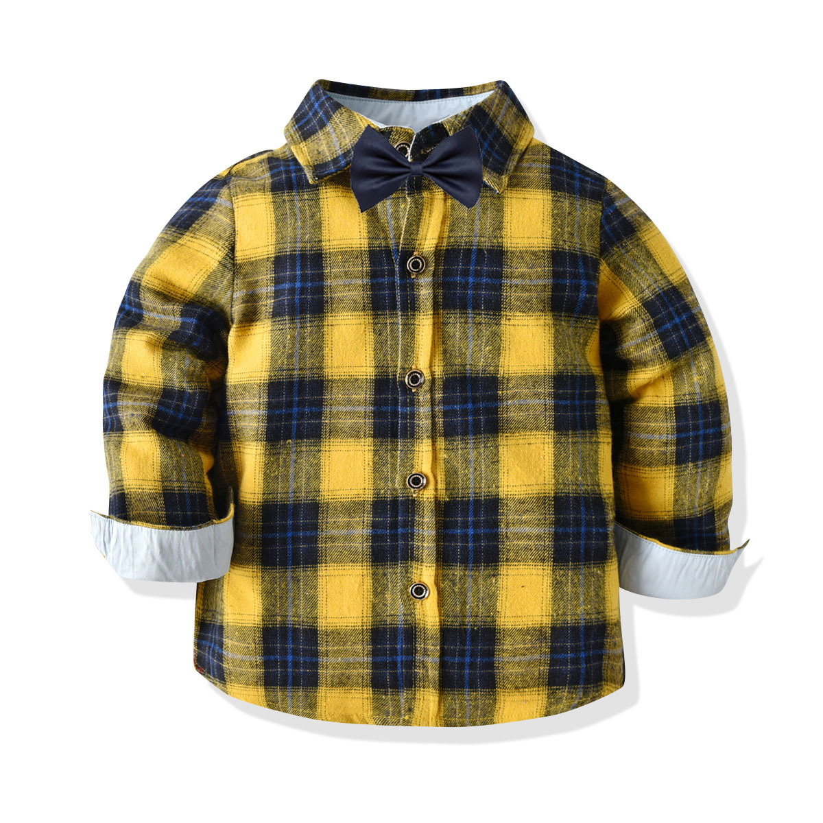 Boys’ long-sleeved plaid shirt