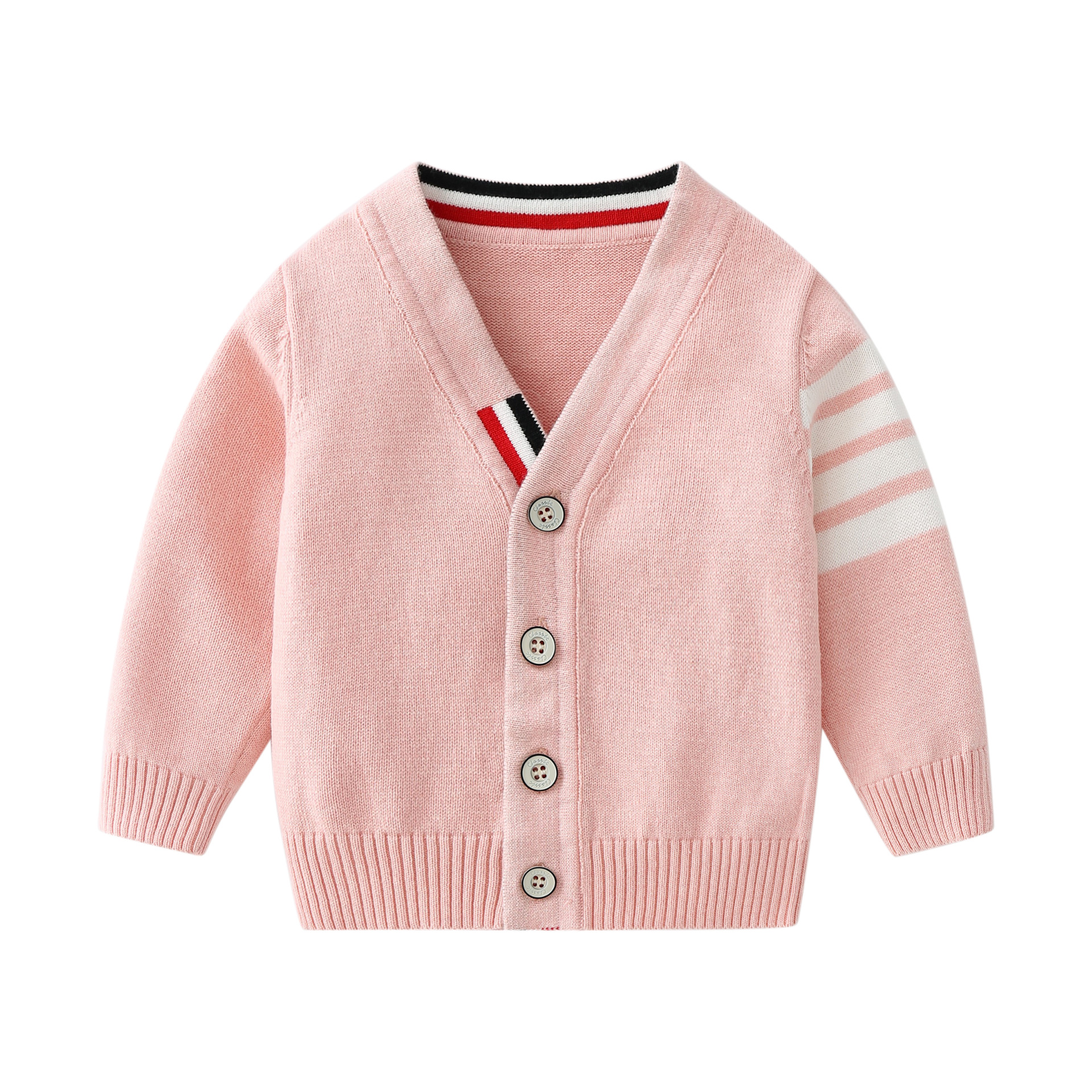 Cotton college style knitted long-sleeved sweater jacket