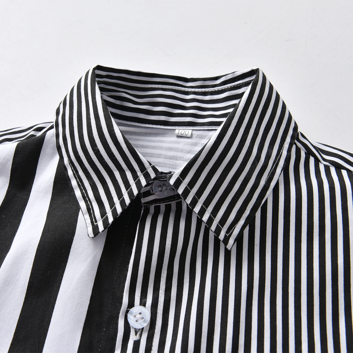 Striped lapel short-sleeved shirt