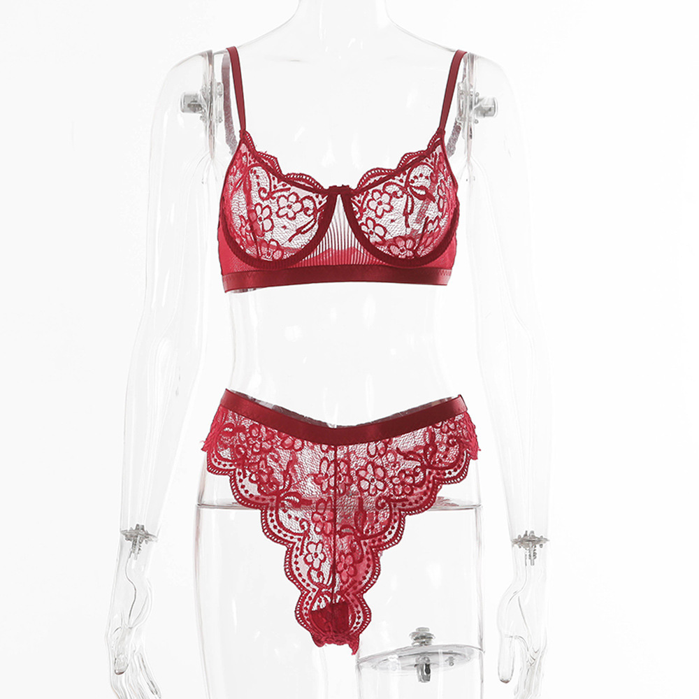 Lace lace see-through erotic lingerie set