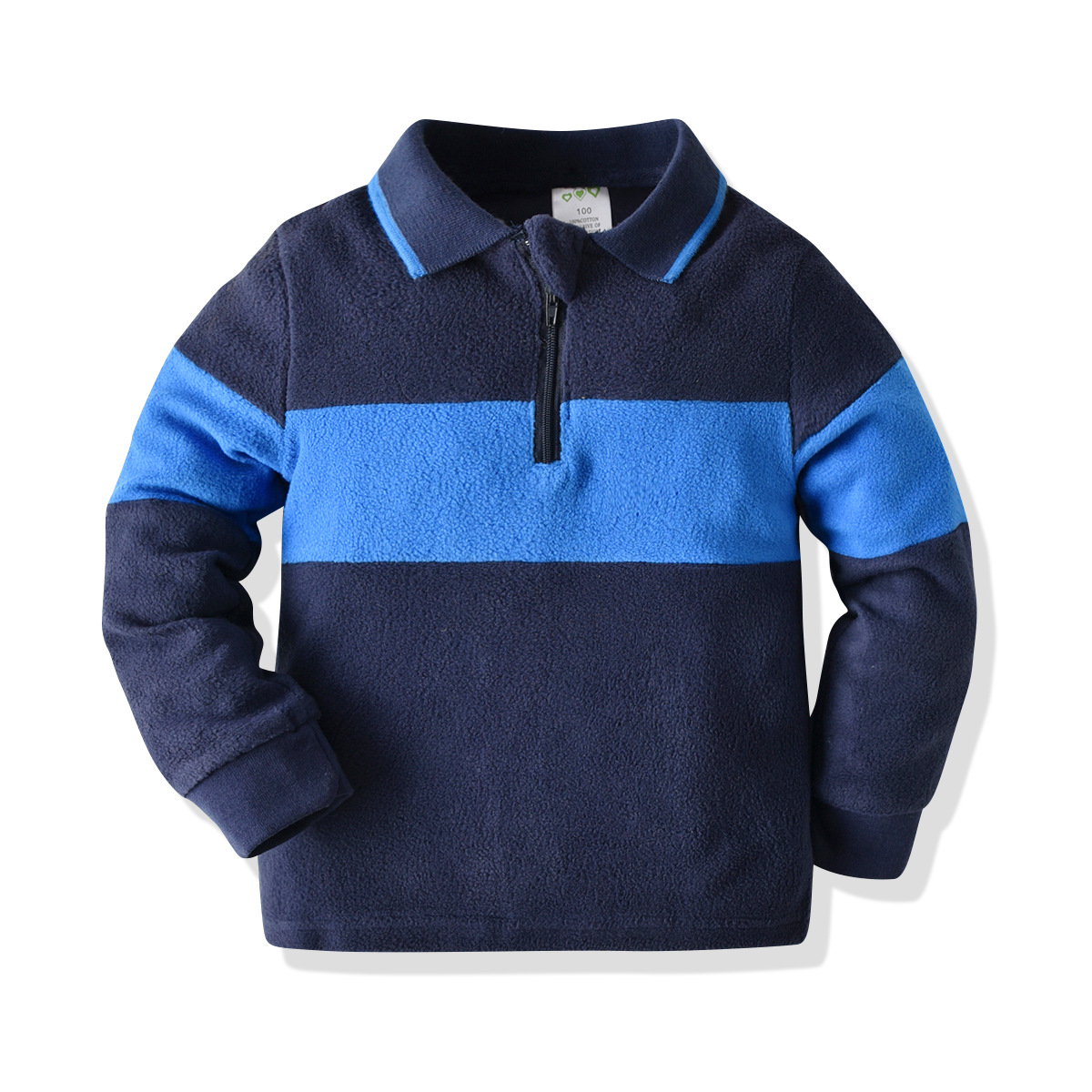 Boys’ long-sleeved color blocking shirt