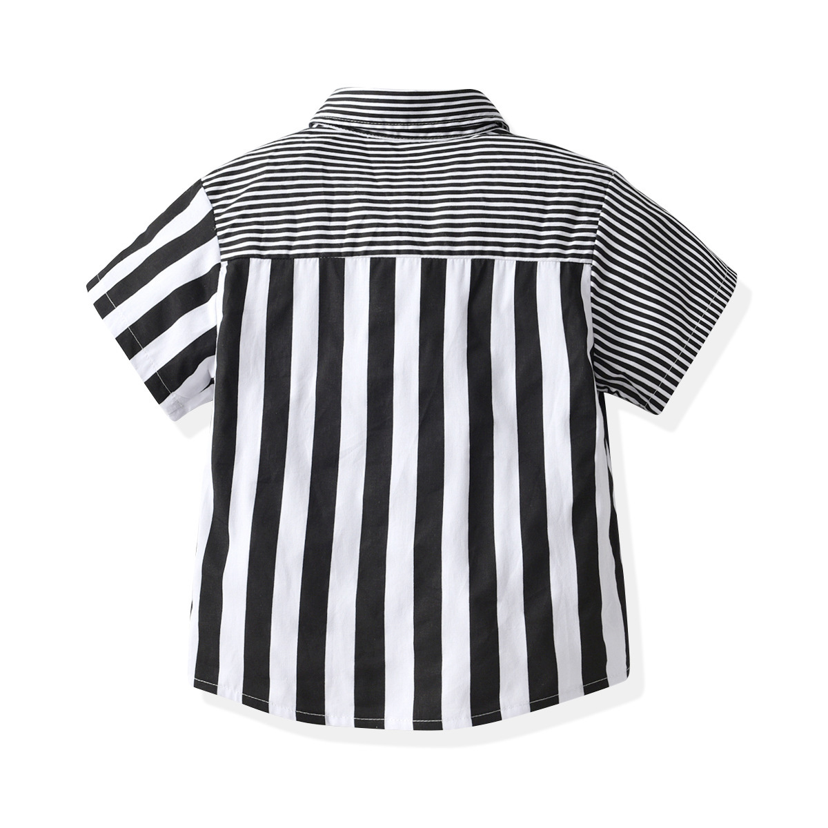 Striped lapel short-sleeved shirt