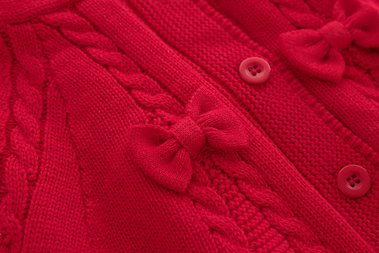 Big red knit bow knitted padded knitted sweater cape