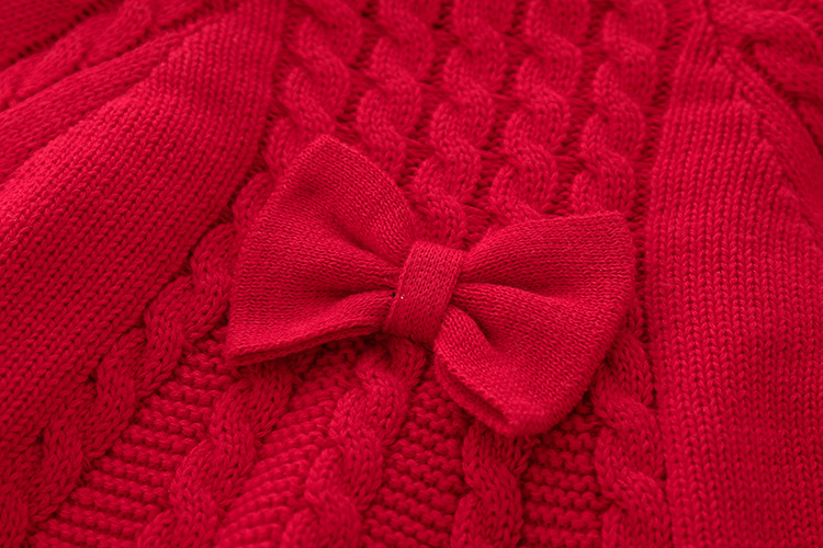 Big red knit bow knitted padded knitted sweater cape