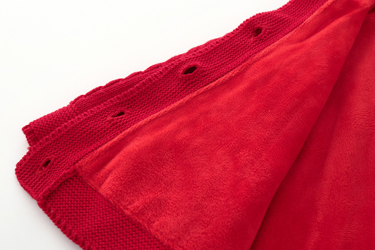 Big red knit bow knitted padded knitted sweater cape