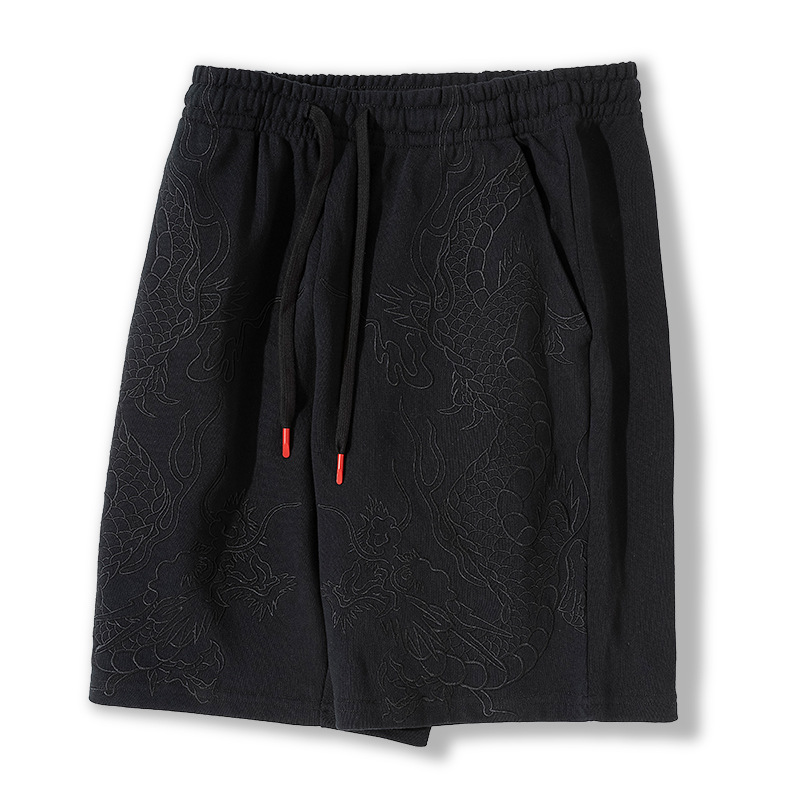 Five-point casual dragon embroidery shorts for men