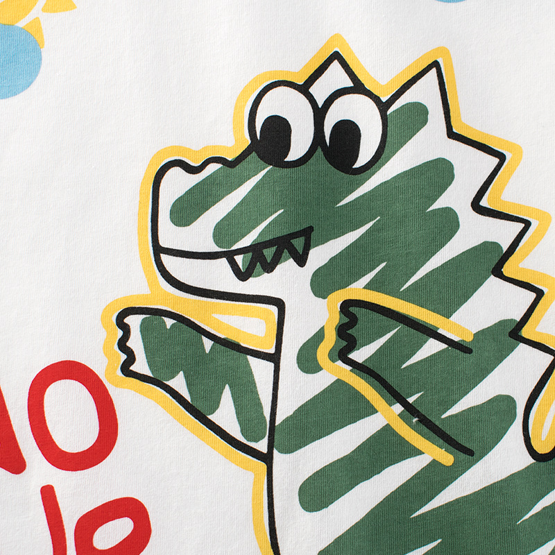 Printed dinosaur children’s short-sleeved shirt