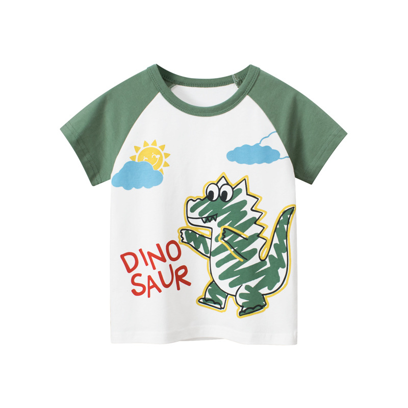 Printed dinosaur children’s short-sleeved shirt