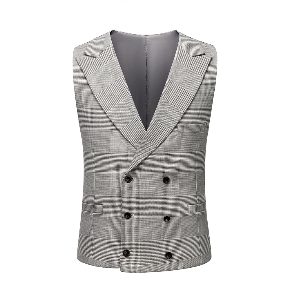 Autumn and winter new men’s suit suit Korean version of Slim business casual gray plaid men’s suit three sets