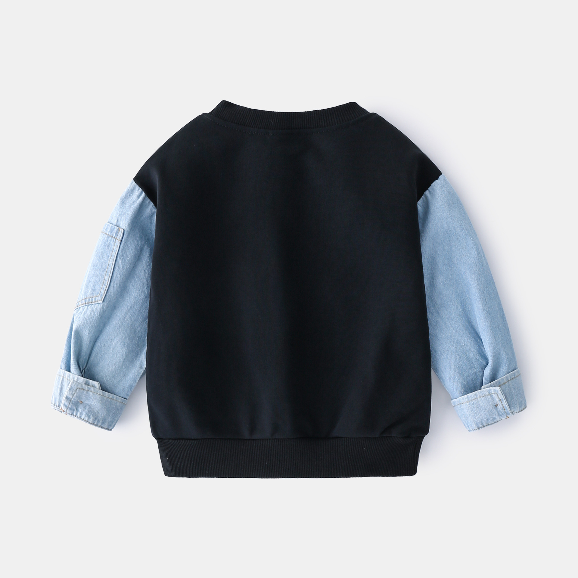 Splicing color black long shirt sweatshirt