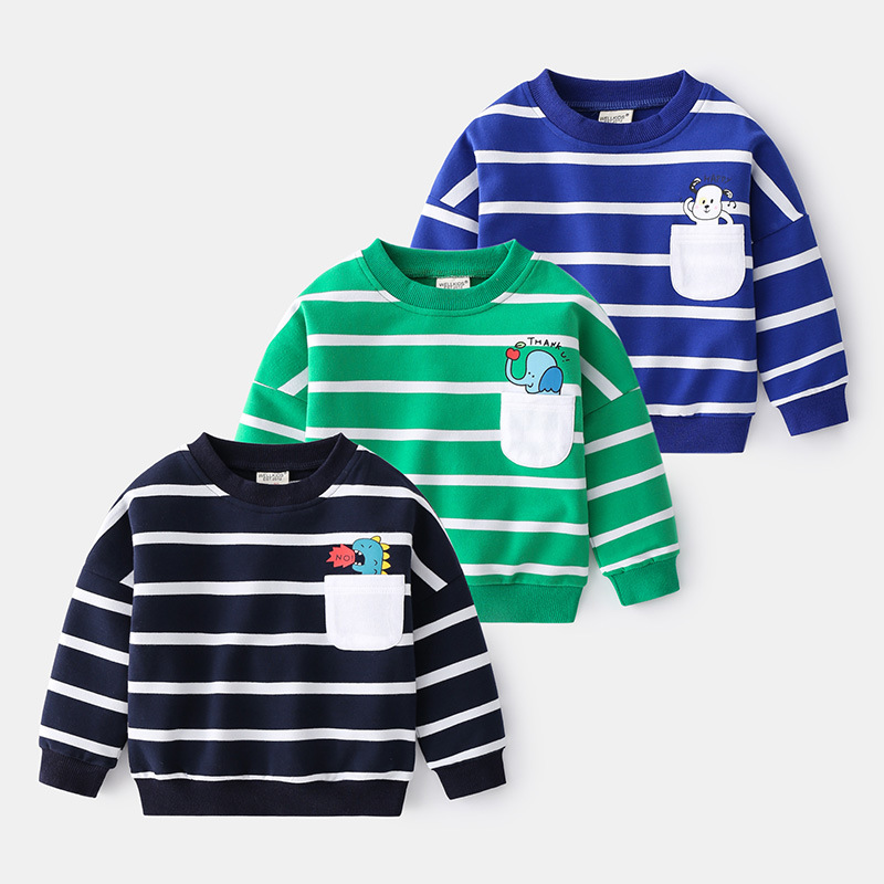 Boys’ cotton terry striped sweatshirt