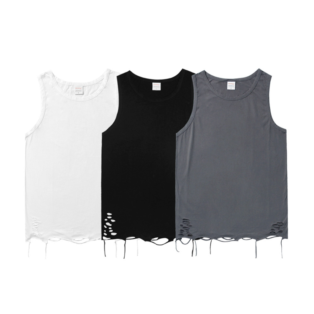 wind solid color hole casual sleeveless undershirt