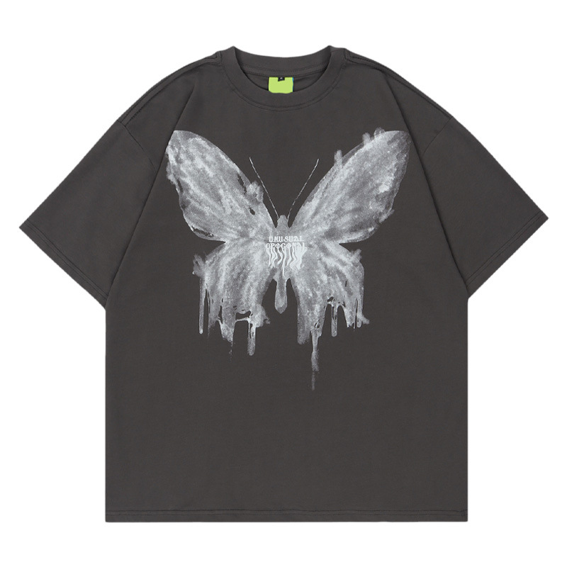 Butterfly print loose T-shirt