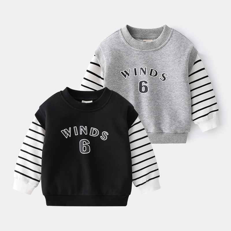 Striped boys’ letter print sweatshirt