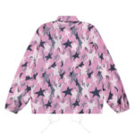 Star full print workwear loose lapel stand patch pocket hem drawstring jacket