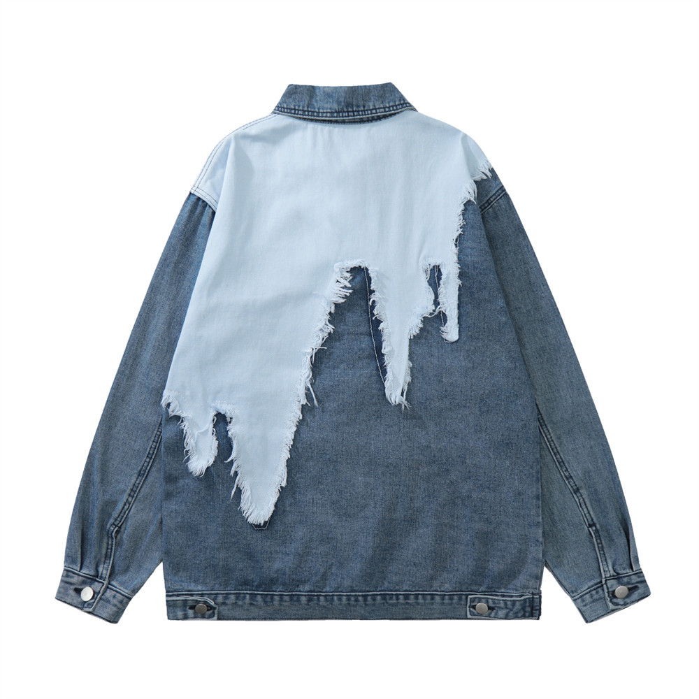 Niche design patchwork denim jacket