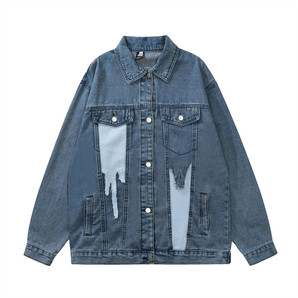 Niche design patchwork denim jacket