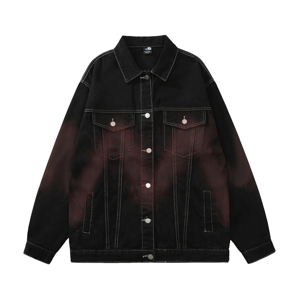 Airbrush series bright line denim jacket for men