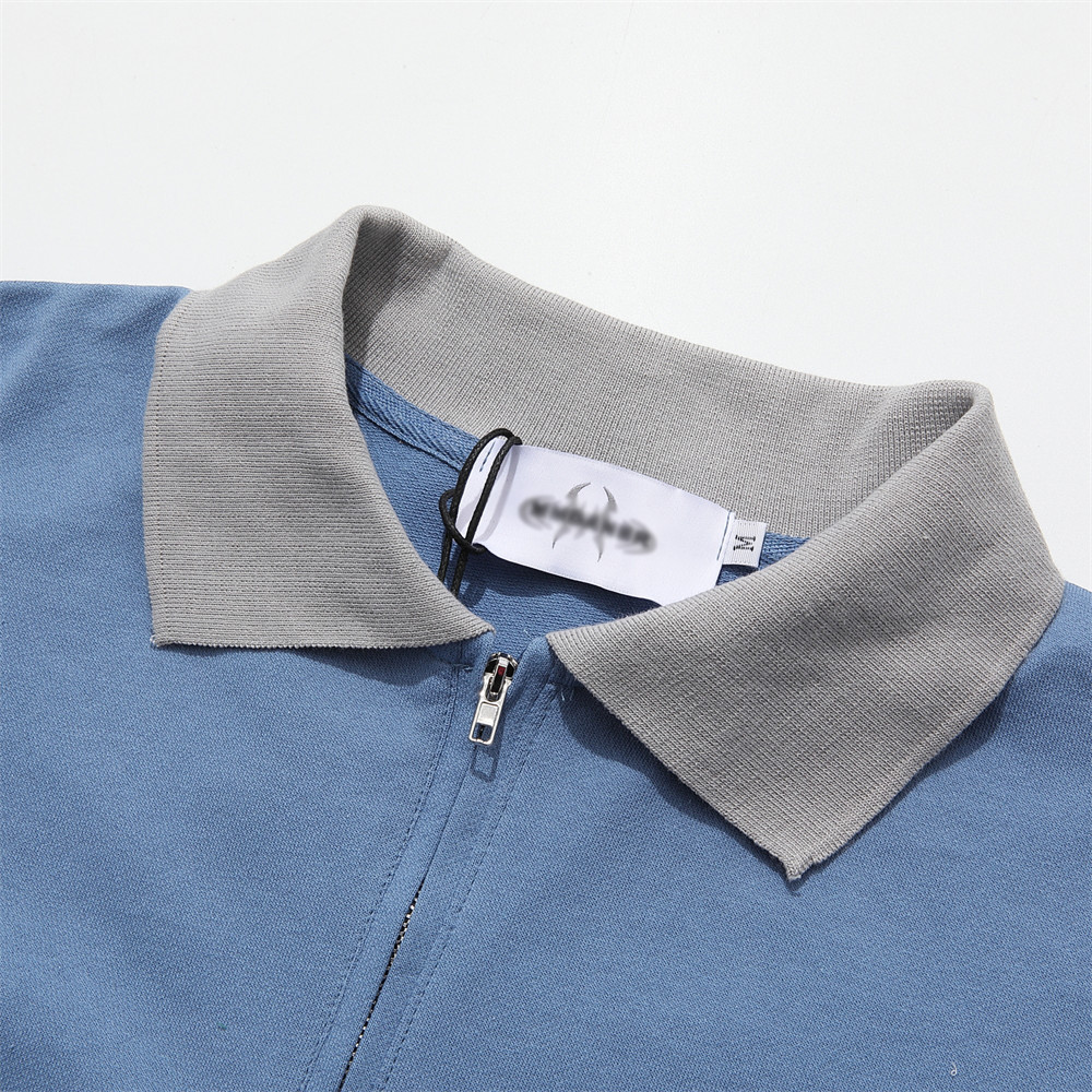 Color blocking half-zip polo shirt