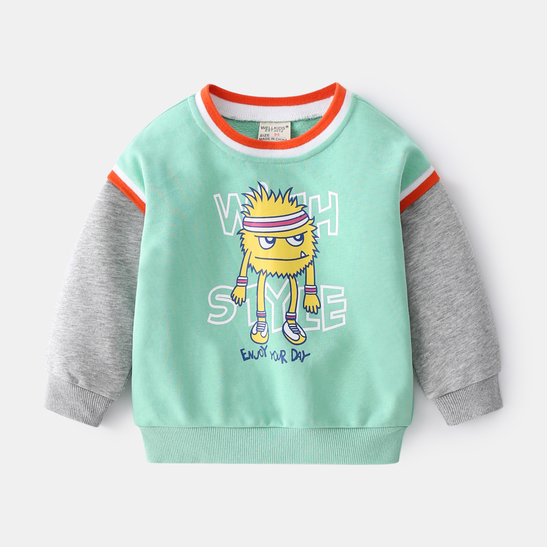 Cartoon print baseball jersey sweatshirt