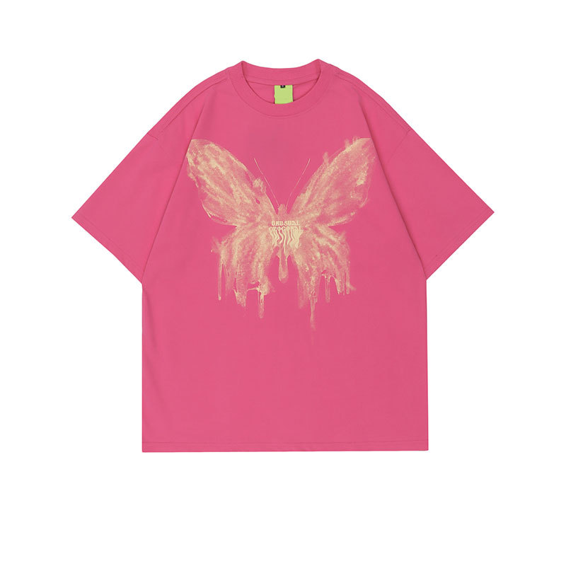 Butterfly print loose T-shirt