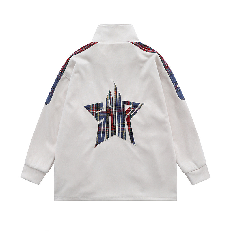 Creative five-pointed star patch embroidery jacket for men