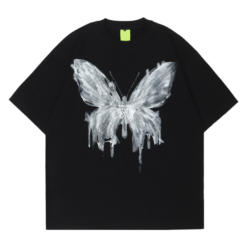 Butterfly print loose T-shirt