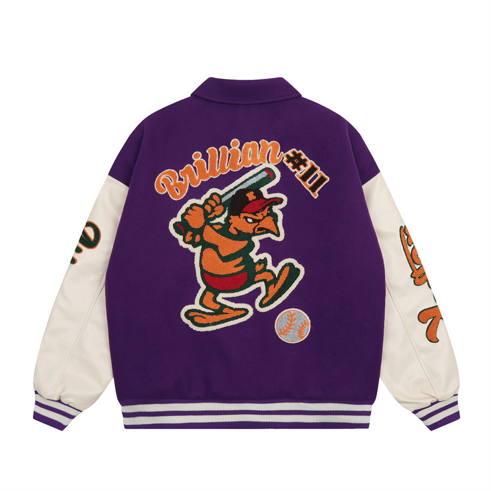 High Street color blocking flocked embroidered baseball jerseys for men