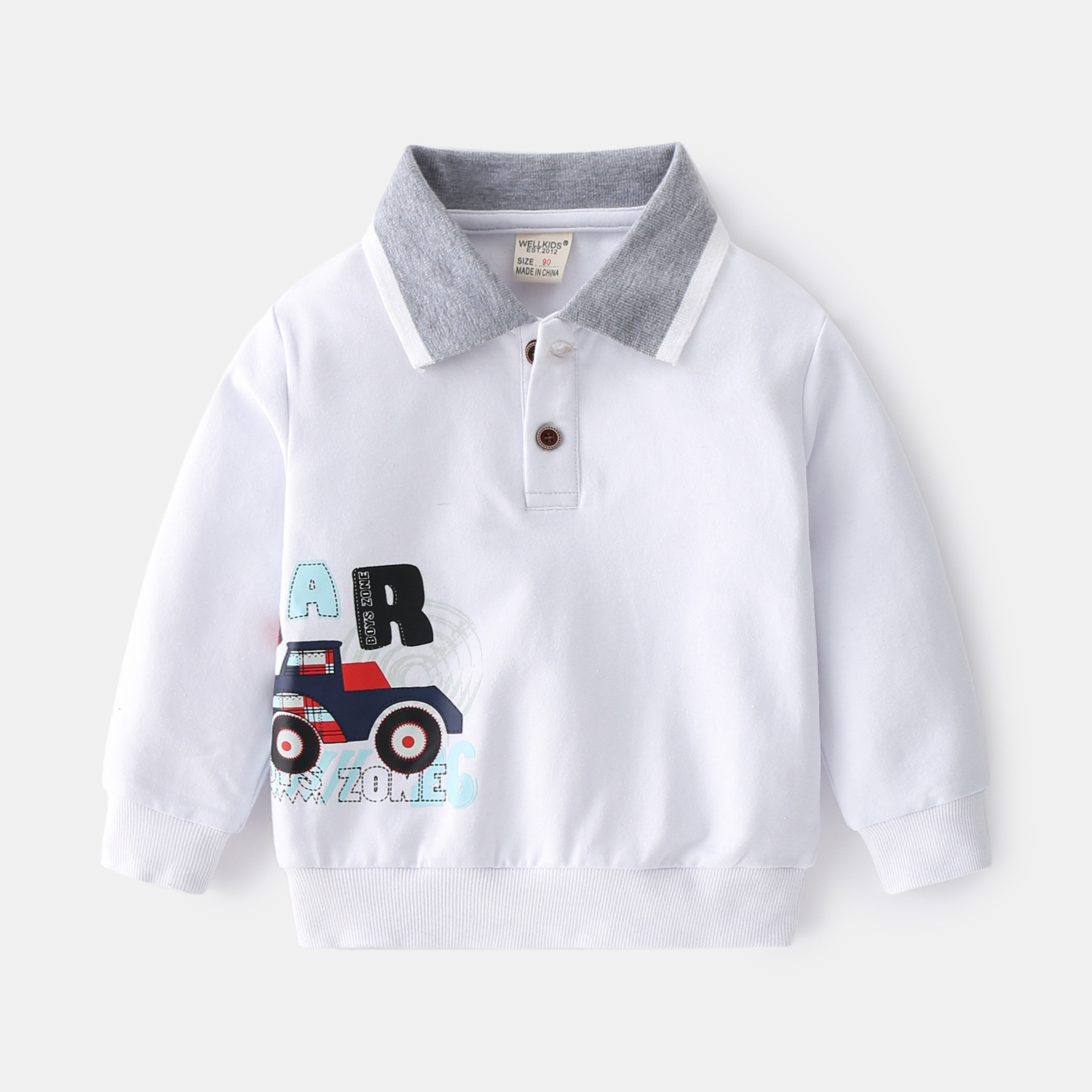 Cartoon print boys lapel sweatshirt