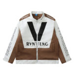 Functional wind collision color PU leather jacket for men