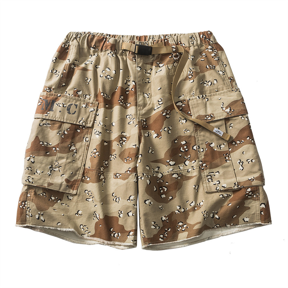 Heavy work fur trim camouflage shorts for men