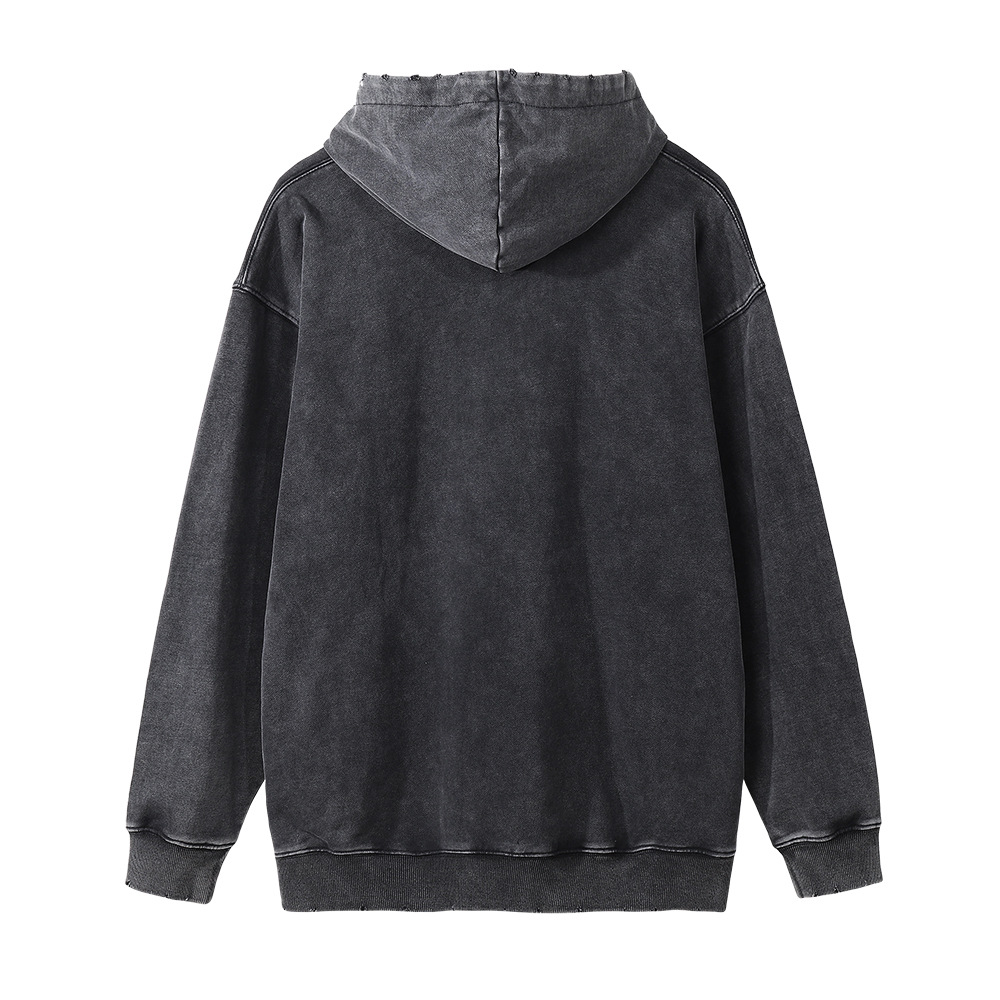 Casual Loose washed and worn blank hooded sweatshirt