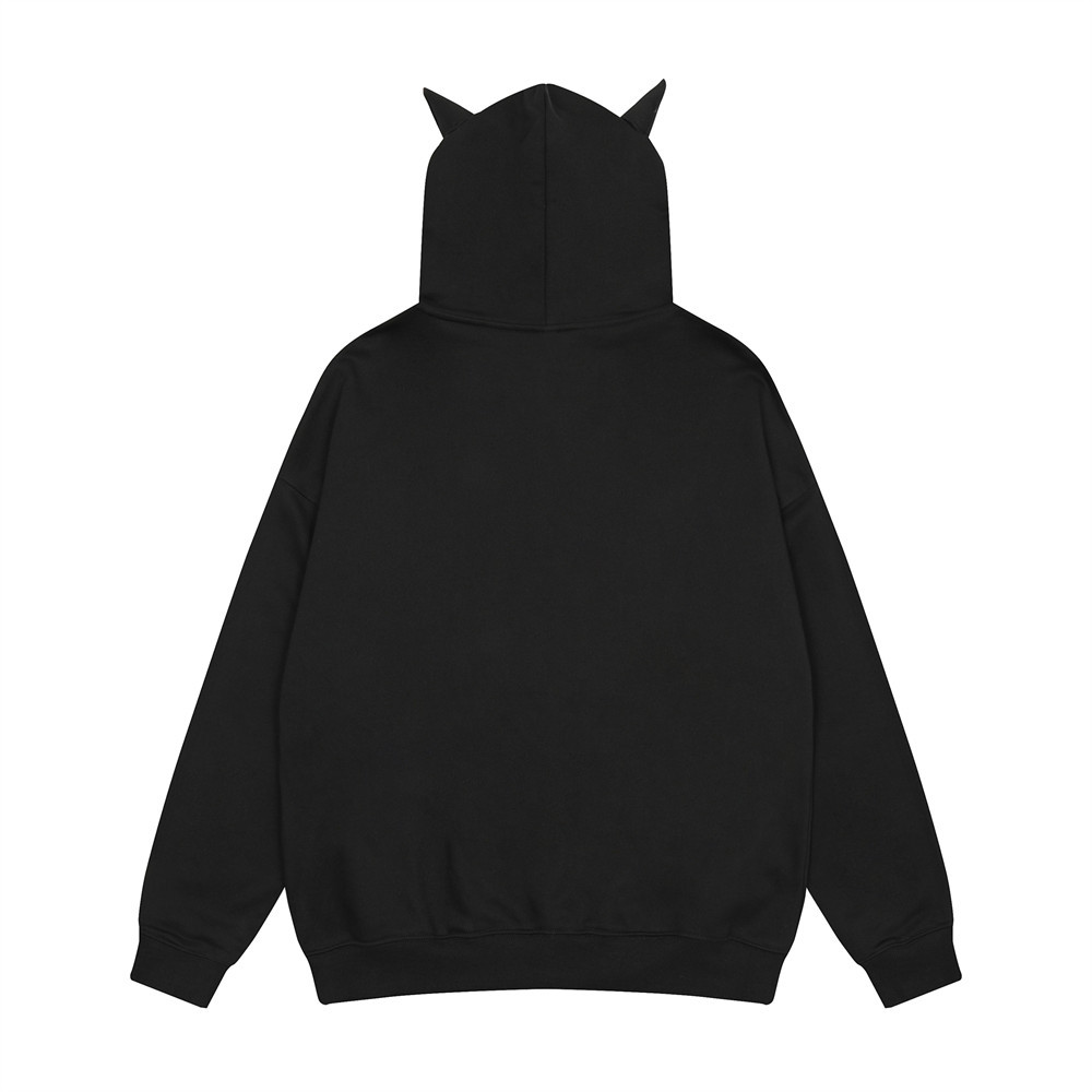 Loose letter print long sleeve cowl hooded sweatshirt