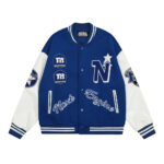 Long-sleeved color-blocked towel embroidered letters jacket