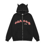 Loose letter print long sleeve cowl hooded sweatshirt