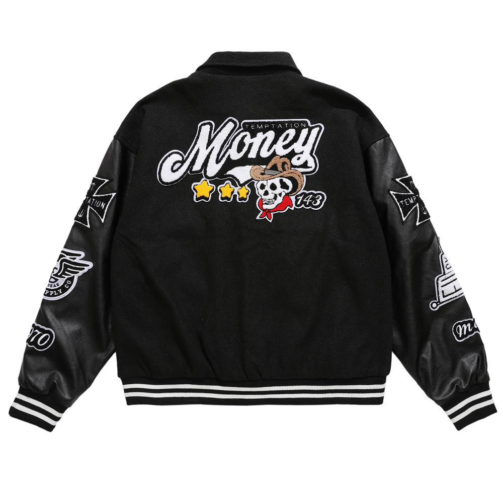 Fun wind towel embroidered skull letters baseball jacket