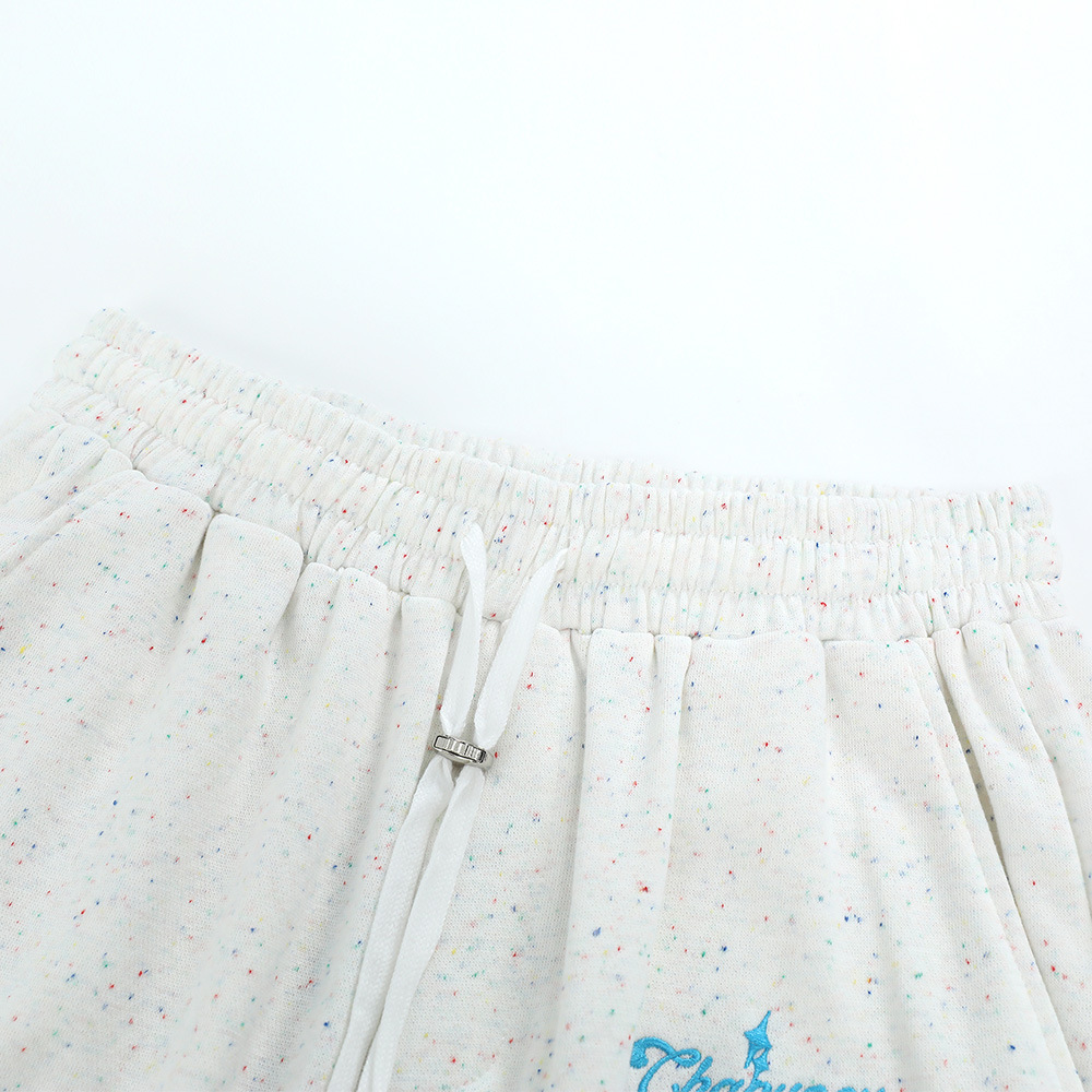 Letter embroidered summer casual drawstring elasticated waist shorts