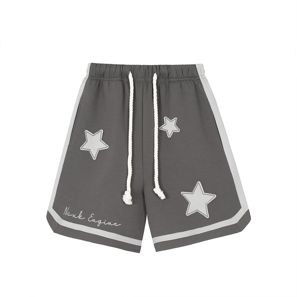 Patchwork casual sports pentagram patch embroidered shorts