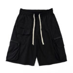 Solid color multi-pocket work shorts for men