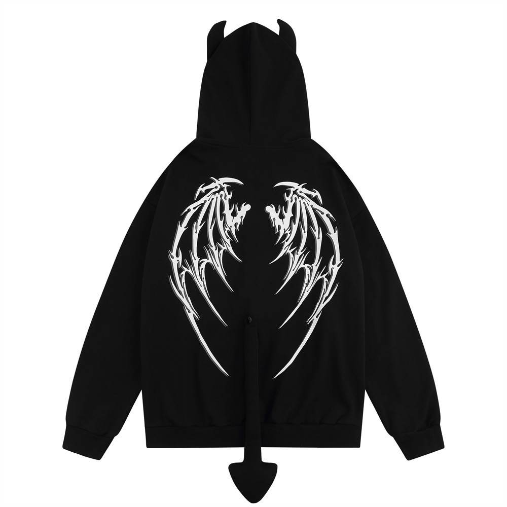 Niche dark system devil cowl hooded sweatshirt