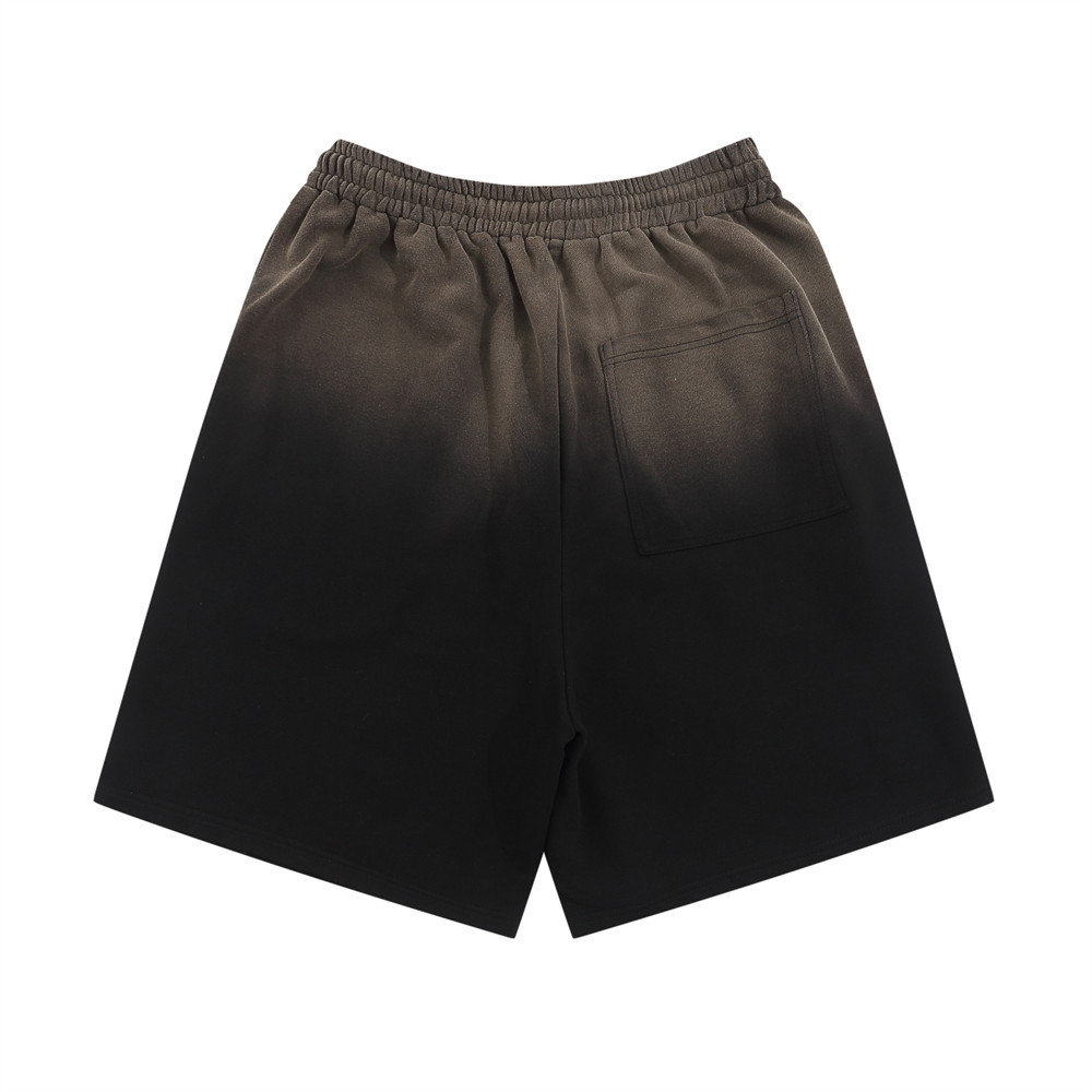 Gradient cross applique leather embroidery shorts