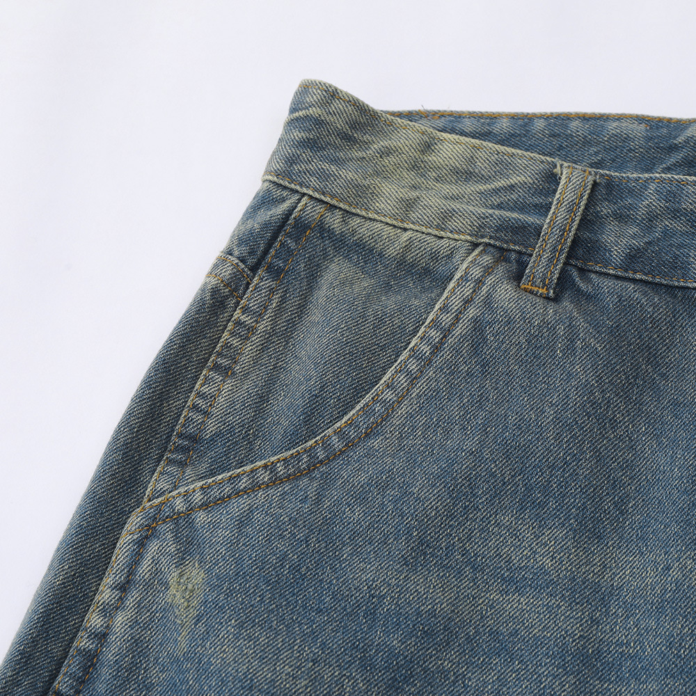 Washed and torn denim shorts for men