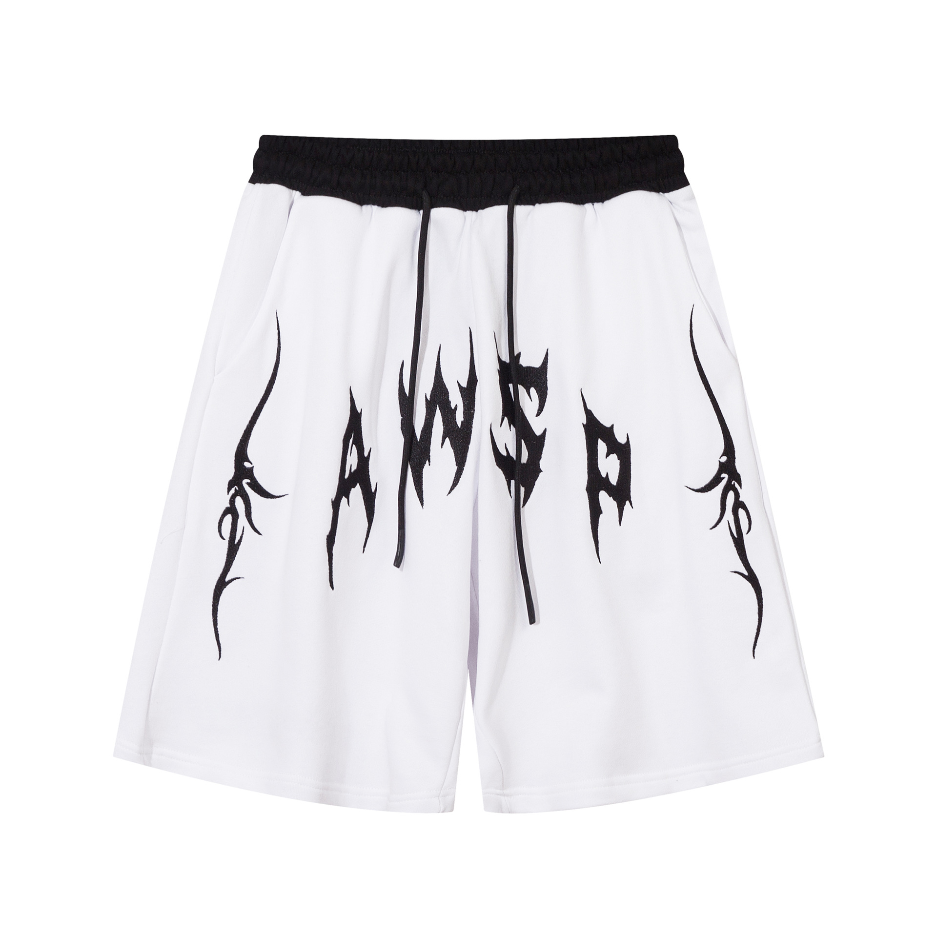 Embroidered monogrammed elasticated waist casual loose-fitting sports shorts