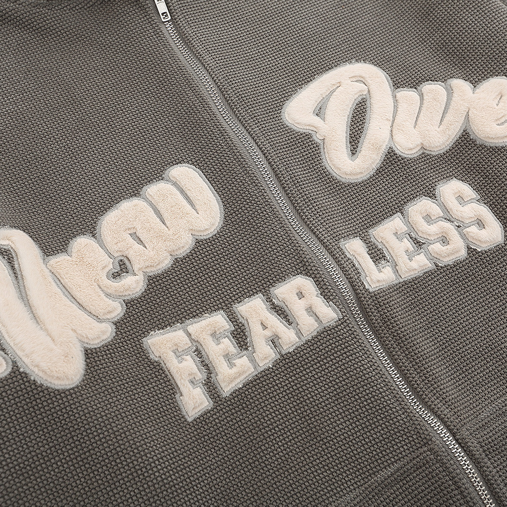 Sweatshirt-plush patch embroidered letters hooded