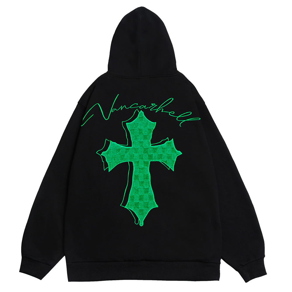 Cross-embroidered men’s hooded sweatshirt