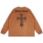 Crucifixion print old round neck sweatshirt