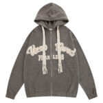 Sweatshirt-plush patch embroidered letters hooded