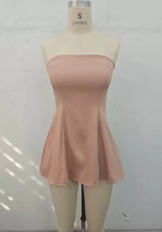 Light Pink Strapless A-Line Dress - Women's Formal Evening Gown for Party Date