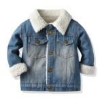 Faux lambswool lined warm denim jacket