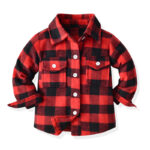 Fleece lapel long sleeve short plaid jacket